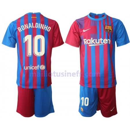 Maillot de Foot FC Barcelone Ronaldinho 10 Domicile 2021-22 Manches Longues - Enfant